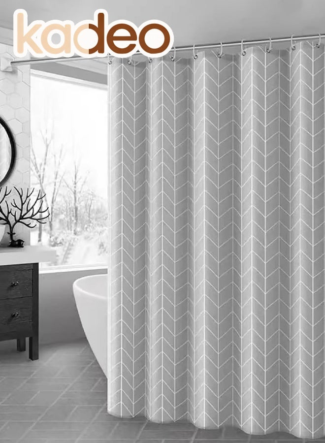 kadeo EVA Shower Curtain,Simple Plaid Pattern, Premium Clear Bathroom Shower Curtain, with Rustproof Metal Grommets and Hanging Ring, for Shower Stall, Bathtubs Thickened Bathroom Curtain 180*180CM - Image 1